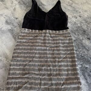 Ann Taylor Loft Black Tan Pencil Lined Dress Size 14